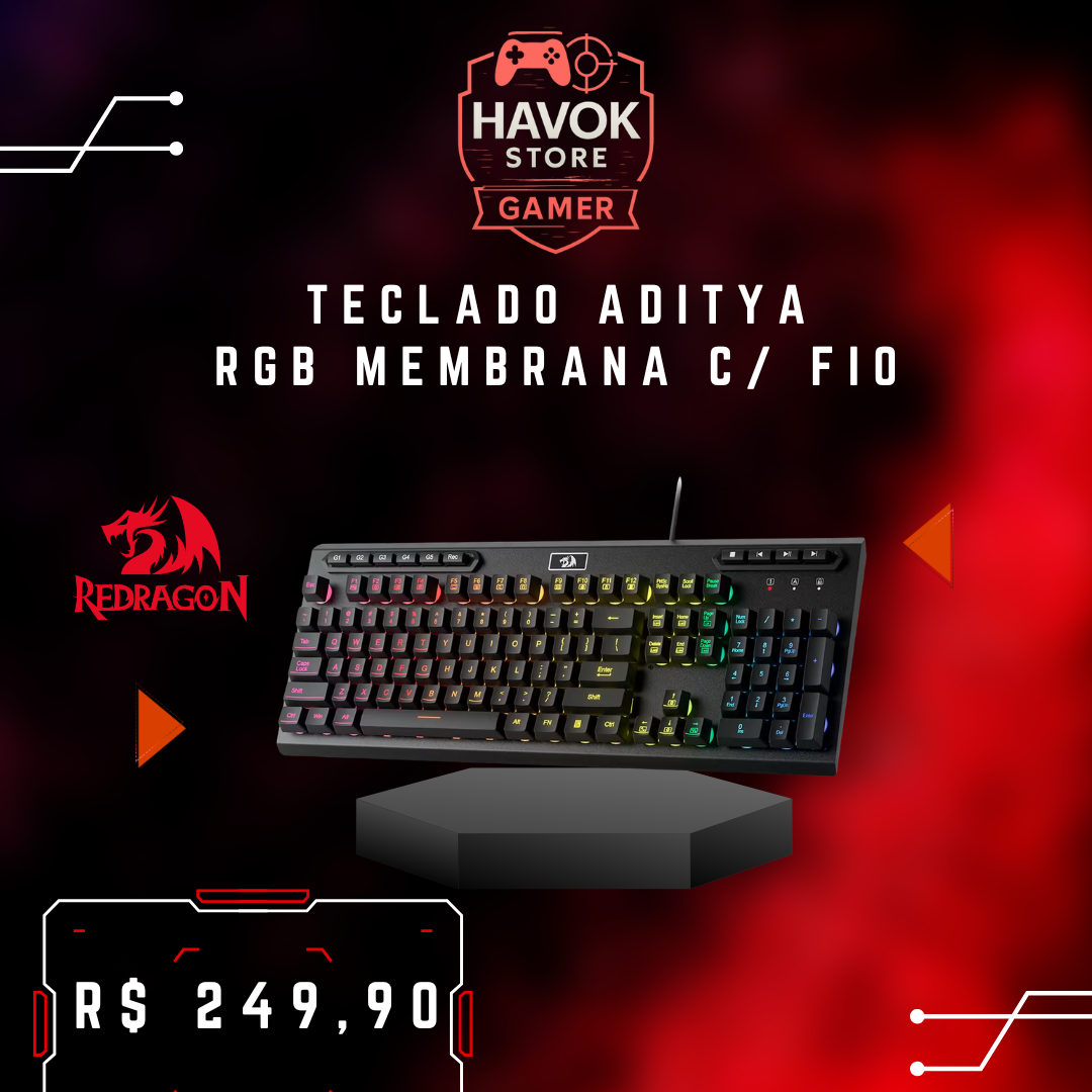 Teclado Aditya RGB Membrana c/ Fio - Imagem 2